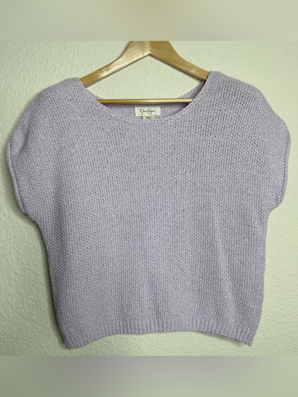 Jessica Simpson Lavender Crop Knit Short Sleeve Summer Sweater Size M